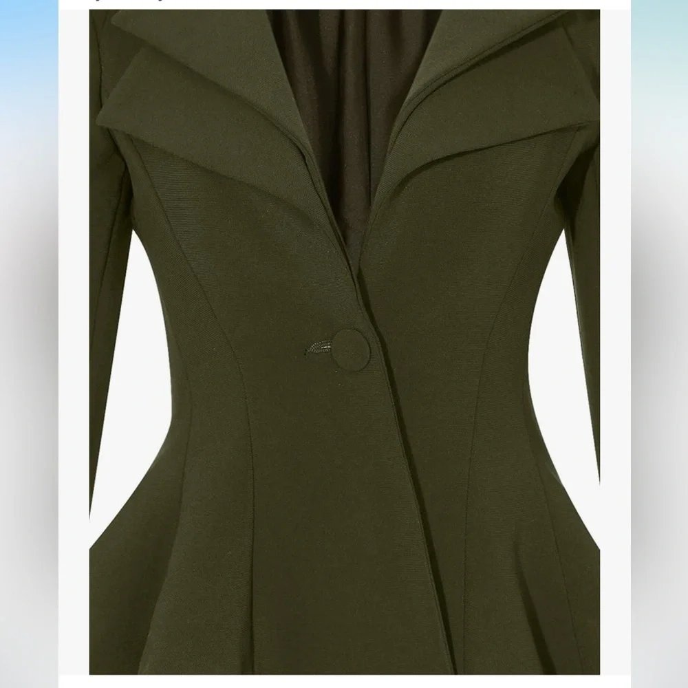 LookBook Store | Olive Green Asymmetrical Blazer - Picture 4 of 11